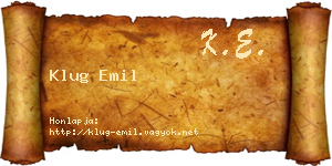 Klug Emil névjegykártya